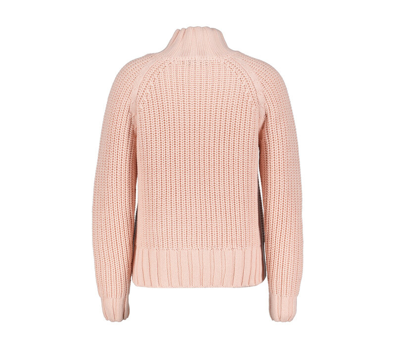 Red Button Turtle Cable Sweater Pink