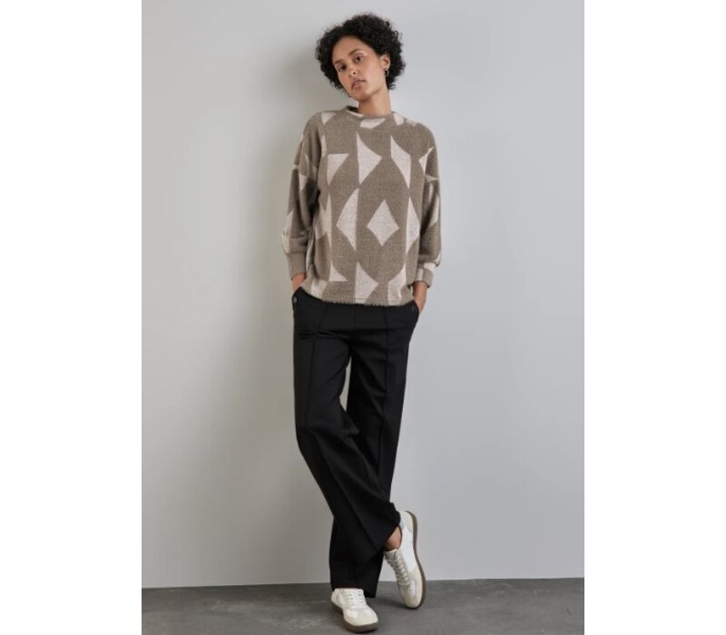 Street One Fluffy Dessin Turtle Neck Shirt Rich Mocha