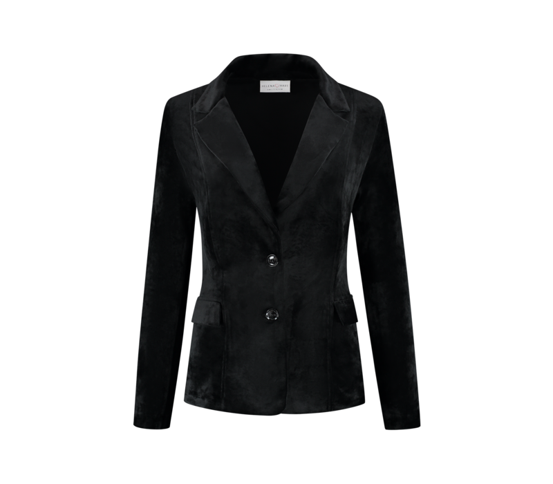 Helena Hart Blazer Velour Midi Uni Zwart