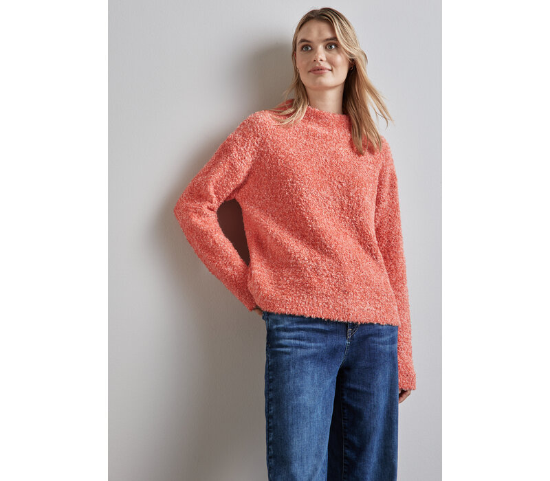 Street One Multicolor Boucle Sweater Peachwood Orange