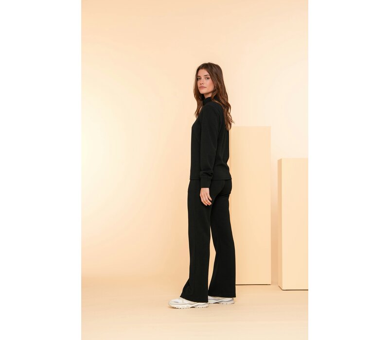 Geisha Pants Solid Jacquard Black