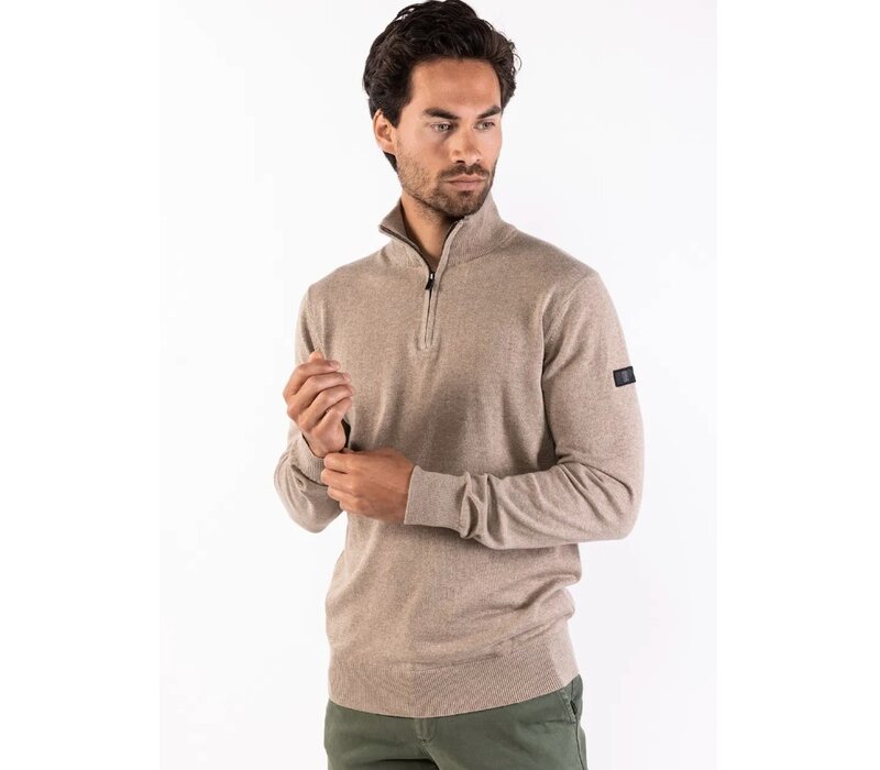 Presly & Sun Lewis Zip Knitted Pullover Taupe