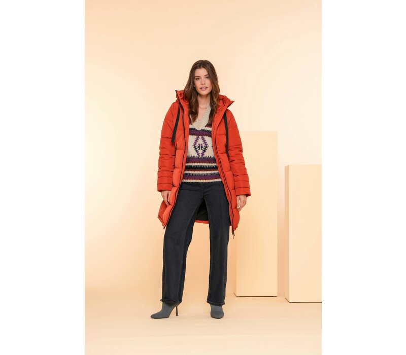 Geisha Coat Horizontal Puff Stitch Orange