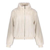 Geisha Jacket in Fur Vertical Stripe Off White