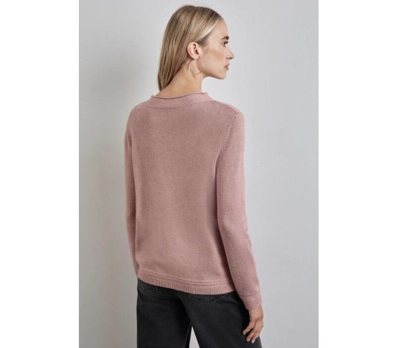 Street One Basic Sweater with Detail Rosewood Pink Melange