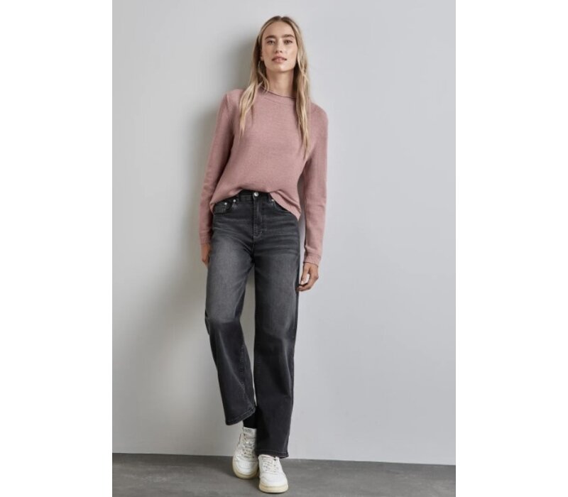Street One Basic Sweater with Detail Rosewood Pink Melange