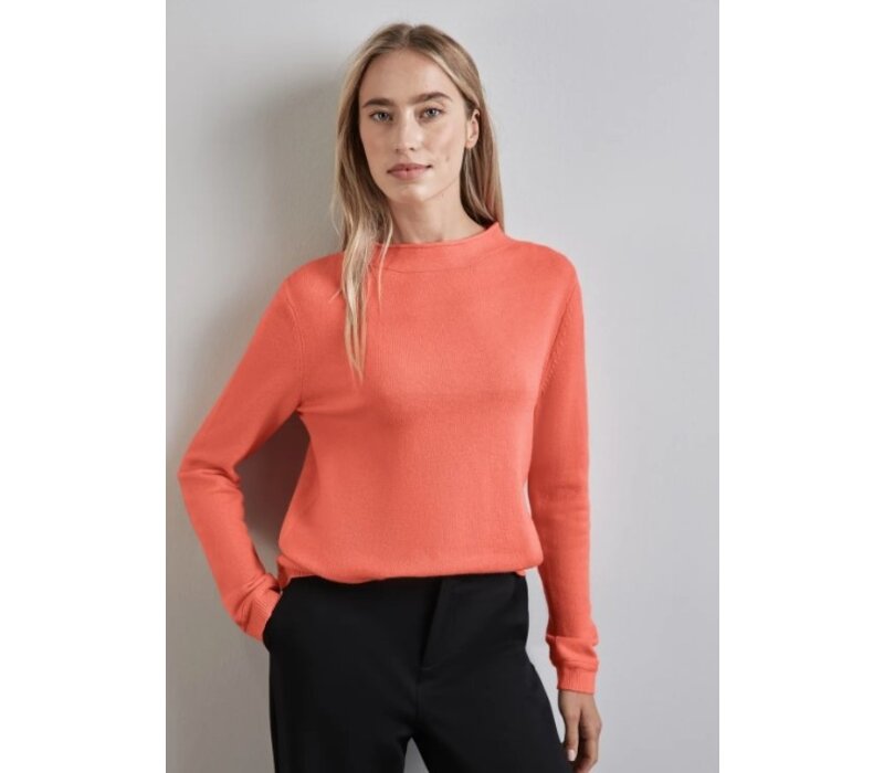 Street One Basic Sweater with Detail Peachwood Orange