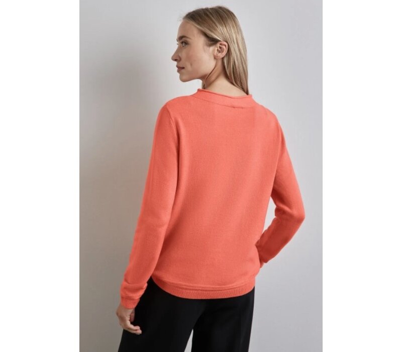 Street One Basic Sweater with Detail Peachwood Orange