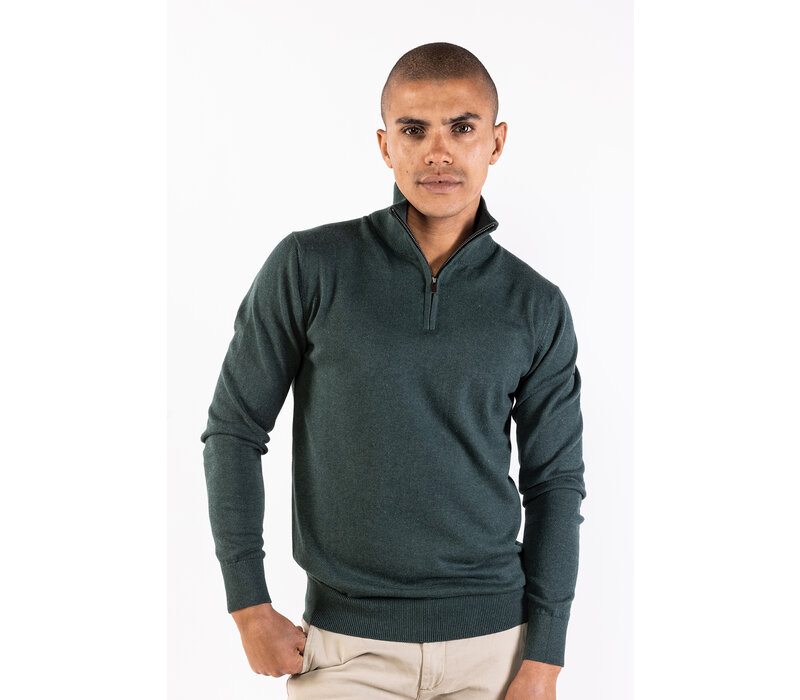 Presly & Sun Lewis Zip Knitted Pullover Dark Green