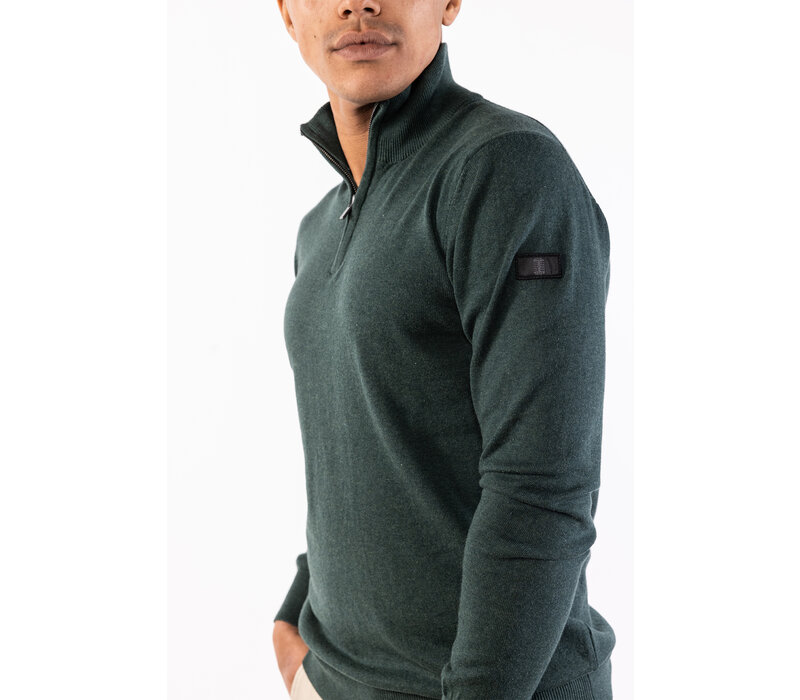 Presly & Sun Lewis Zip Knitted Pullover Dark Green