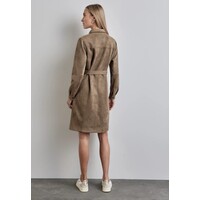 Street One Button Through Velour Dress Rich Mocha