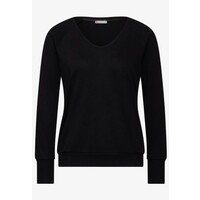 Street One Knit Look Shirt Rib Cuffs Black