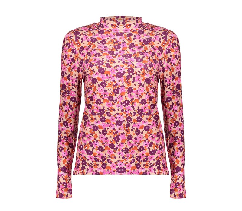 Geisha T-shirt Flowers Pink Burgundy Orange