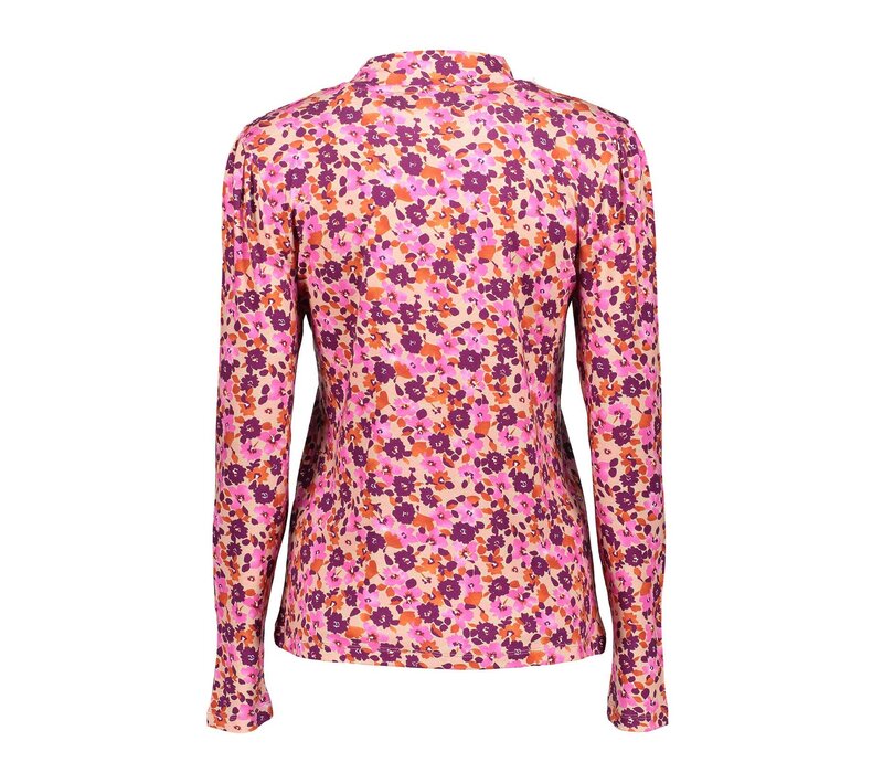 Geisha T-shirt Flowers Pink Burgundy Orange