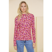 Geisha T-shirt Flowers Pink Burgundy Orange