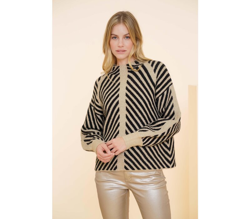 Geisha Pullover Stripes Sand Black