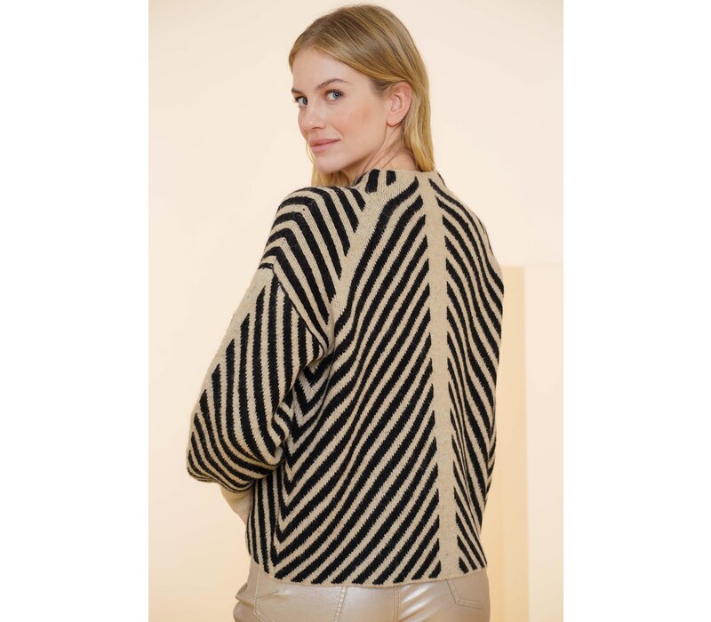 Geisha Pullover Stripes Sand Black