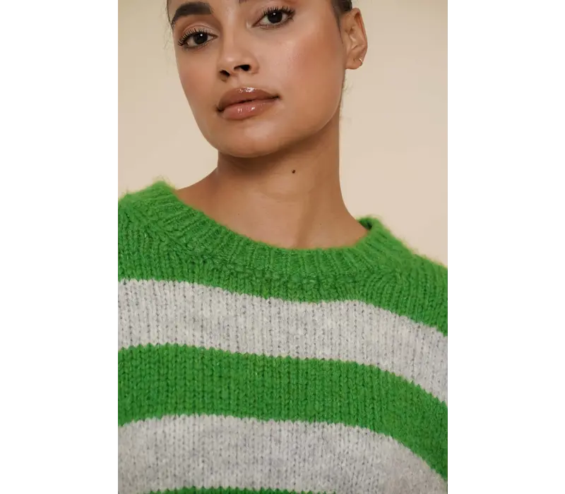 Geisha Pullover Stripes Green Grey