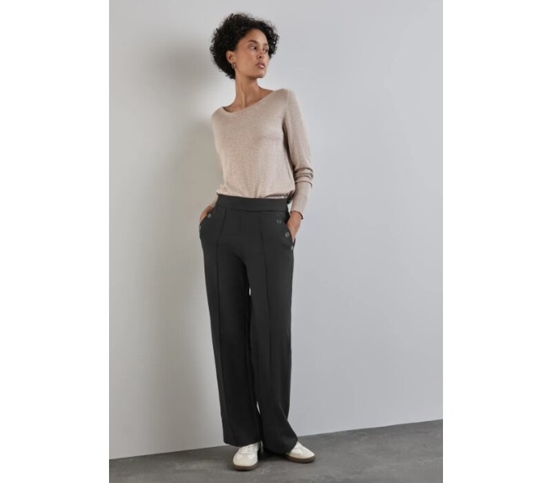Street One Straight Leg High Waist Buttons Black