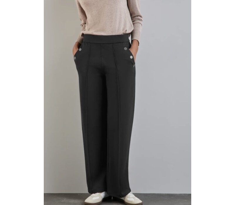 Street One Straight Leg High Waist Buttons Black