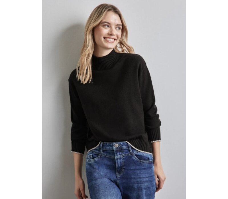 Street One Sweater with Tipping Black