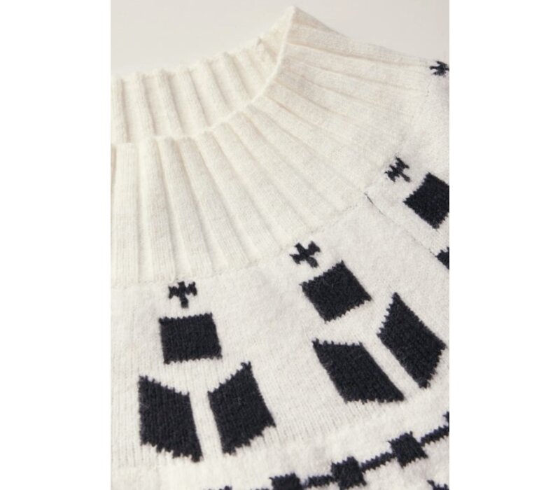 Street One Placed Jacquard Sweater Cream White Melange