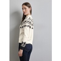 Street One Placed Jacquard Sweater Cream White Melange