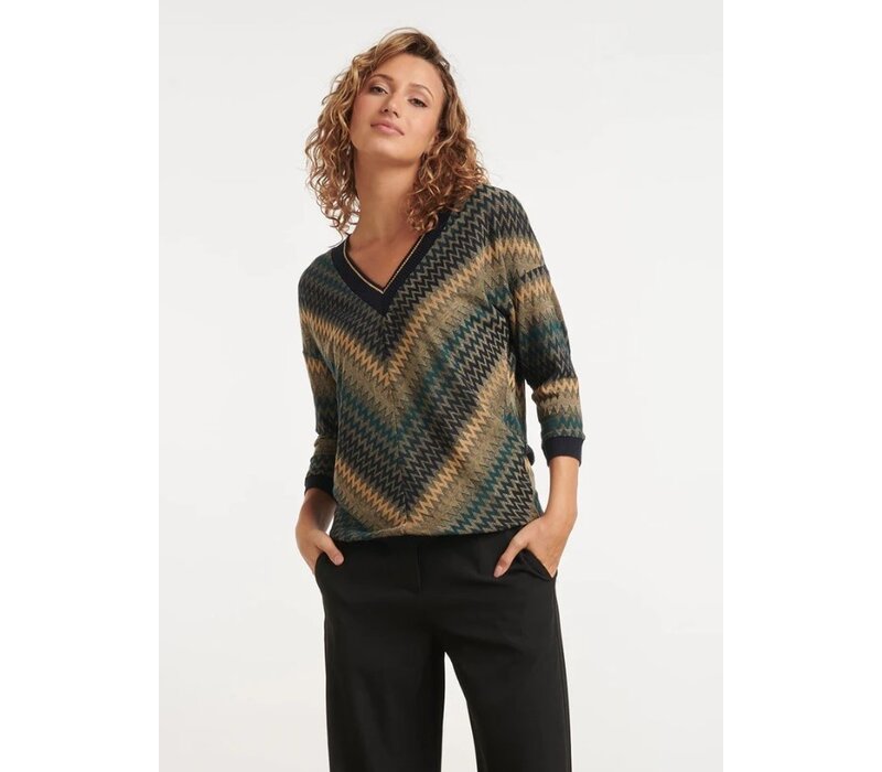 Smashed Lemon Top Zig Zag Petrol Multicolour