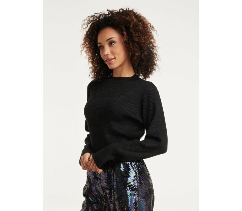 Smashed Lemon Knit Top Lurex Black