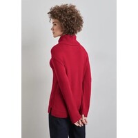 Street One Cosy Sweater with Button Autumn Red