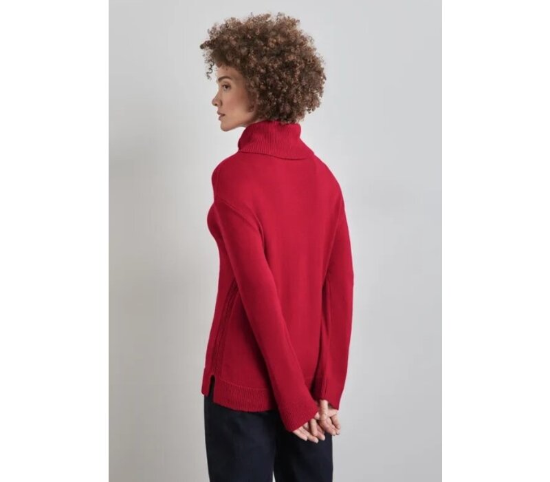Street One Cosy Sweater with Button Autumn Red