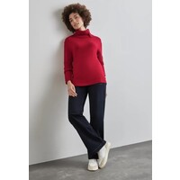 Street One Cosy Sweater with Button Autumn Red