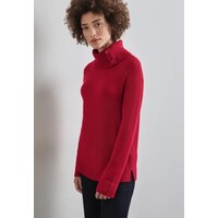 Street One Cosy Sweater with Button Autumn Red