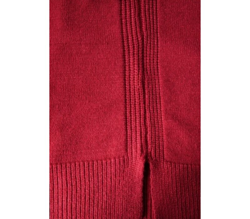 Street One Cosy Sweater with Button Autumn Red