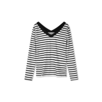 Helena Hart Top V-Neck Stripe Zwart Wit