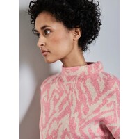 Street One Turtle Neck Jacquard Sweater Sugar Coral Melange