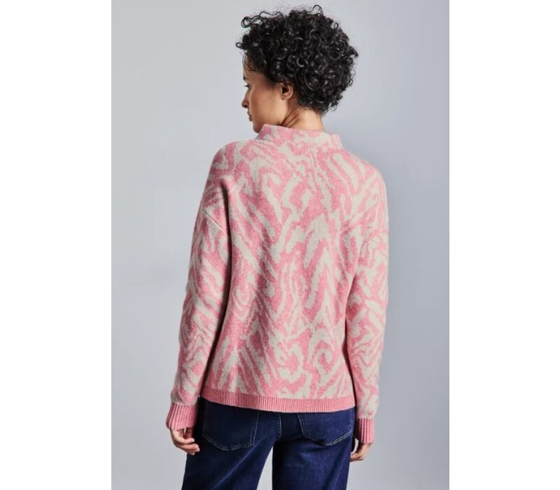 Street One Turtle Neck Jacquard Sweater Sugar Coral Melange