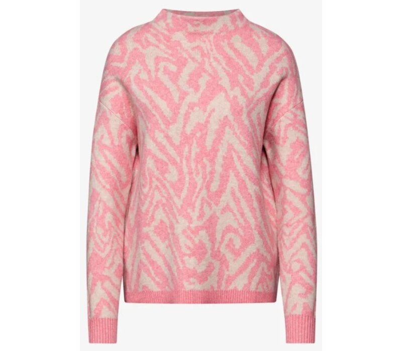 Street One Turtle Neck Jacquard Sweater Sugar Coral Melange