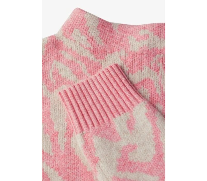 Street One Turtle Neck Jacquard Sweater Sugar Coral Melange