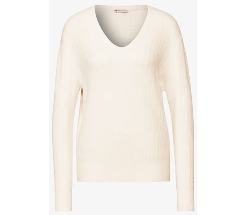 Street One Cosy V-Neck Sweater Lucid White