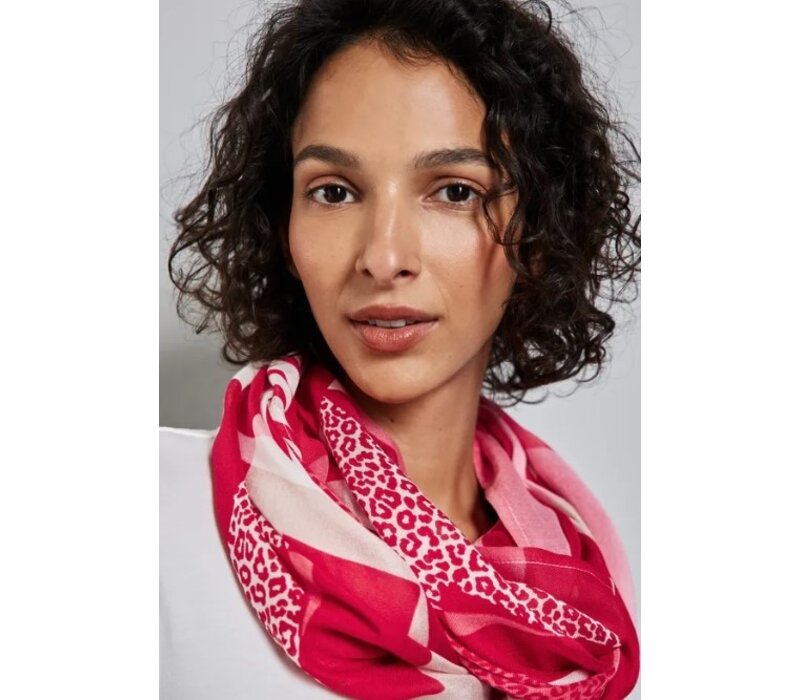Street One Color Print Loop Sjaal Strong Red