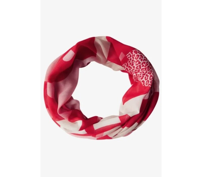 Street One Color Print Loop Sjaal Strong Red