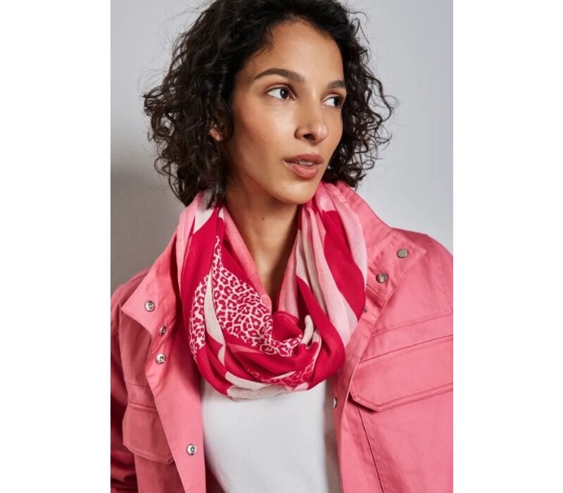 Street One Color Print Loop Sjaal Strong Red