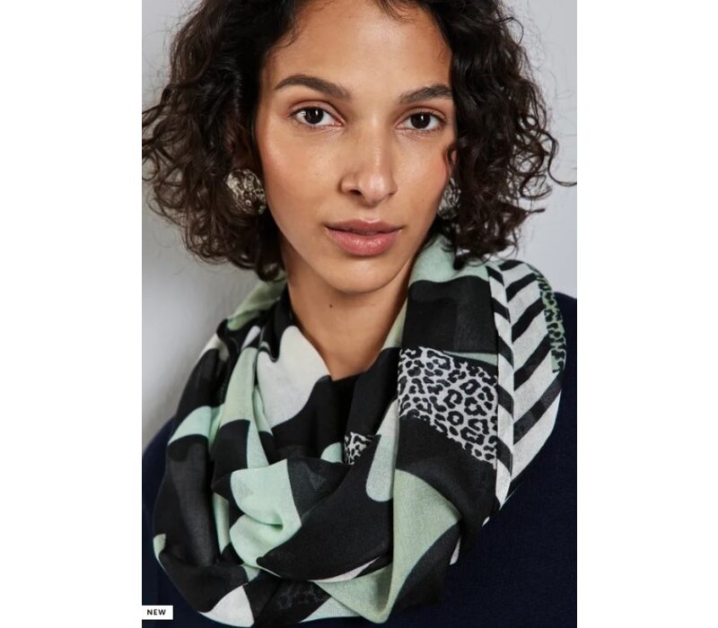 Street One Color Print Loop Sjaal Mint Green