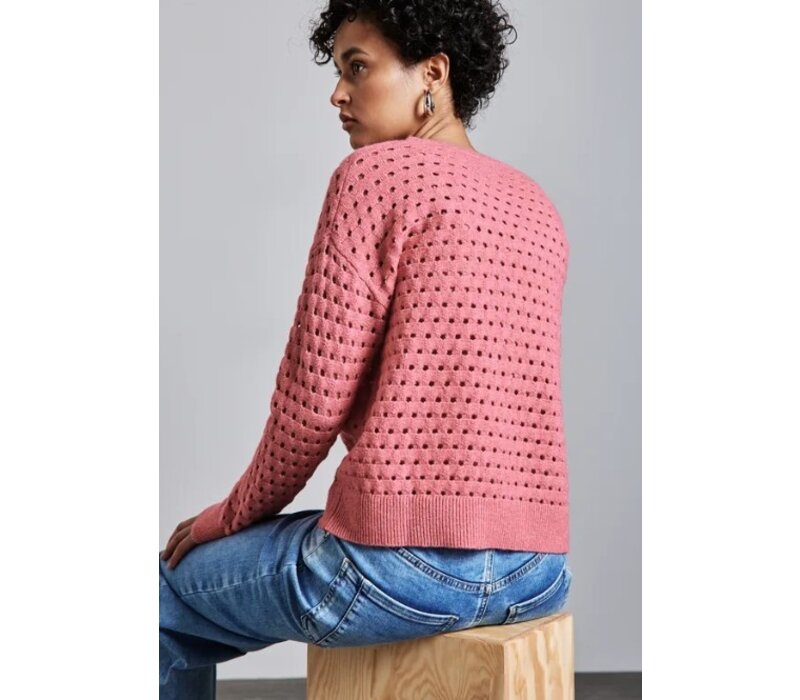 Street One Open Structure Sweater Sugar Coral Melange