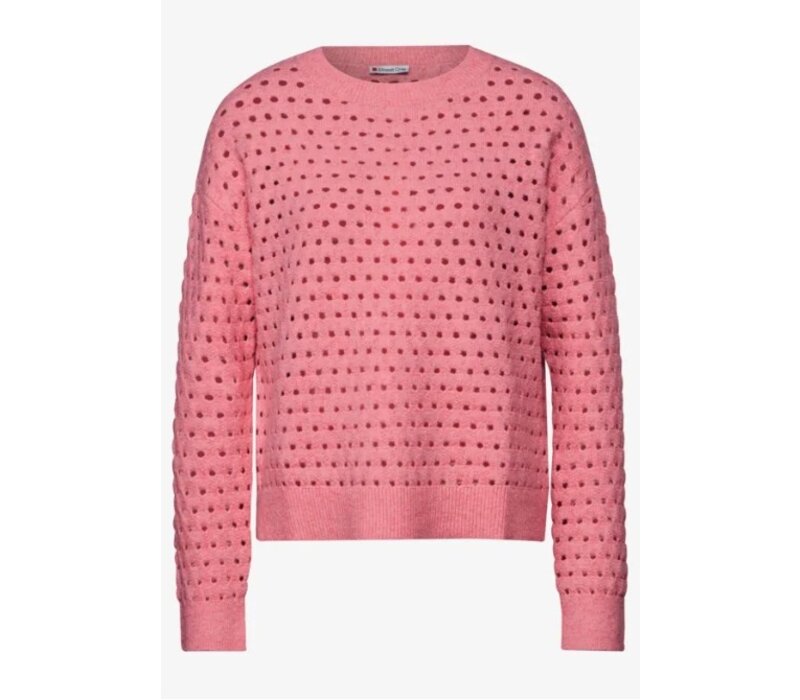 Street One Open Structure Sweater Sugar Coral Melange
