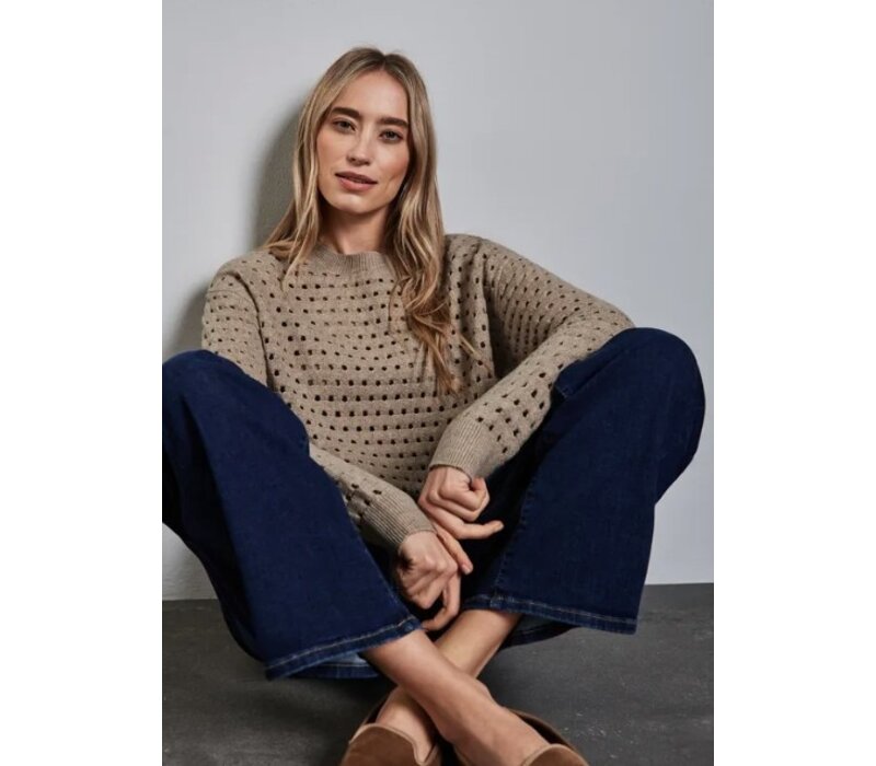 Street One Open Structure Sweater Honey Sand Melange