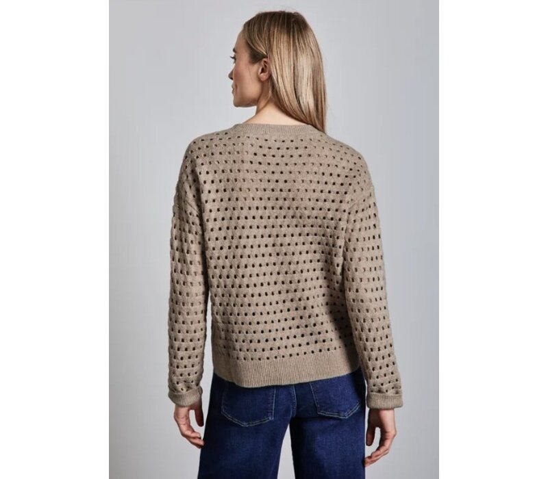 Street One Open Structure Sweater Honey Sand Melange