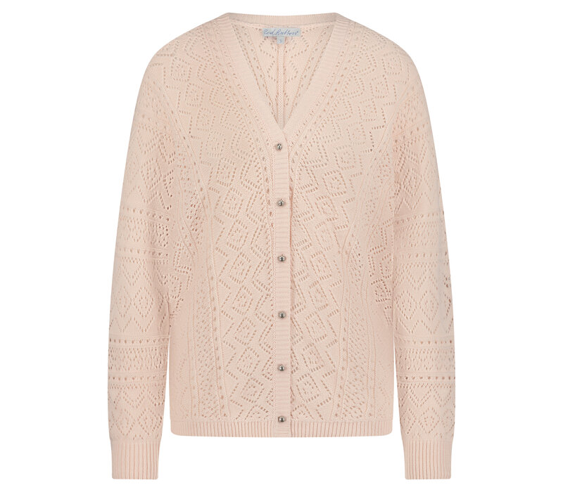Red Button Cardigan Ajour Blush
