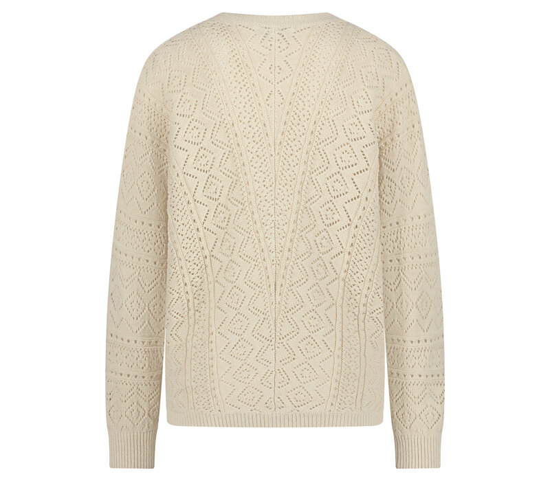 Red Button Cardigan Ajour Sand